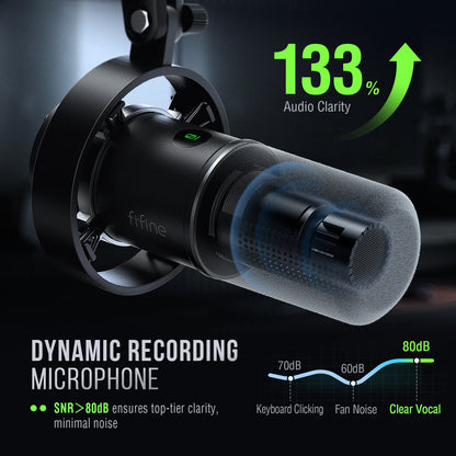 USB/XLR Dynamic Microphone – Studio Recording Mic for PC with Headphone Jack & Mute Control