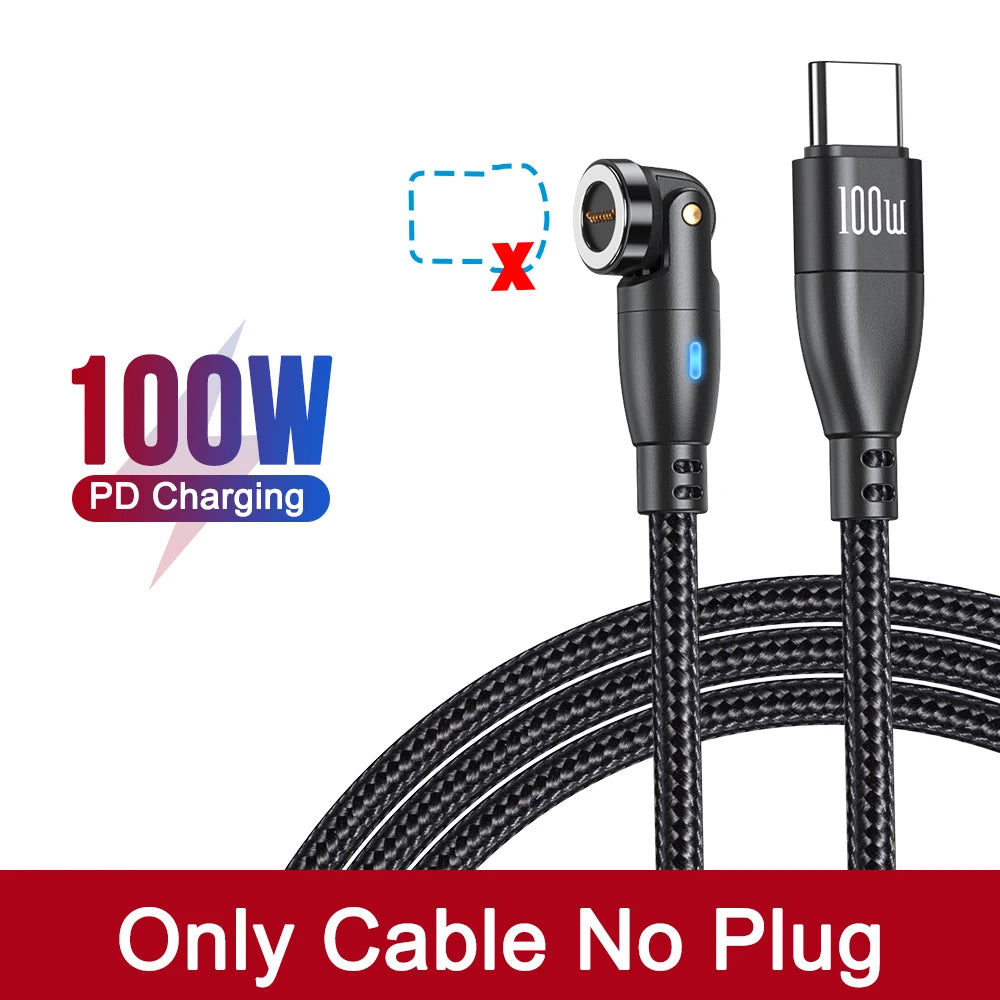 Cabo de carregamento rápido magnético 3 em 1 AUFU 100W – Conector múltiplo USB-C para iPhone, Samsung, MacBook e mais