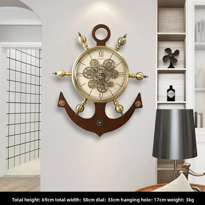 Luxury Nautical Wall Clock with Brass Rim – Large Silent