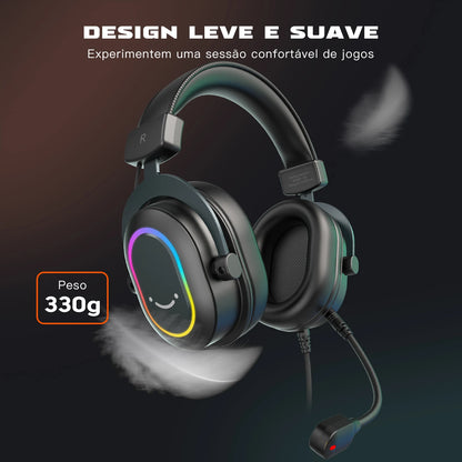 Auriculares RGB para gaming con sonido envolvente 7.1 – Cascos supraaurales con micrófono para PC, PS5 y PS4