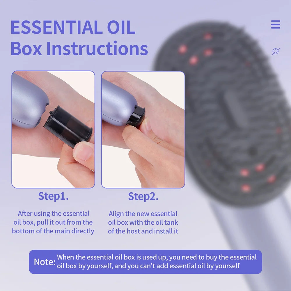 Smart Scalp Therapy Spray Brush – Vibrating Hair Massage Comb with Atomising Hair Oil Applicator