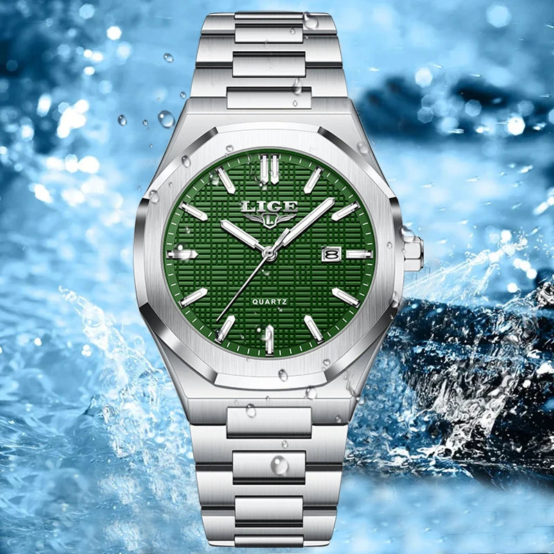 LIGE Luxury Fashion Women’s Watch – Classic Stainless Steel Waterproof Timepiece with Calendar & Luminous Hands