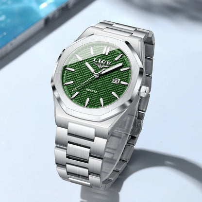 LIGE Luxury Fashion Women’s Watch – Classic Stainless Steel Waterproof Timepiece with Calendar & Luminous Hands
