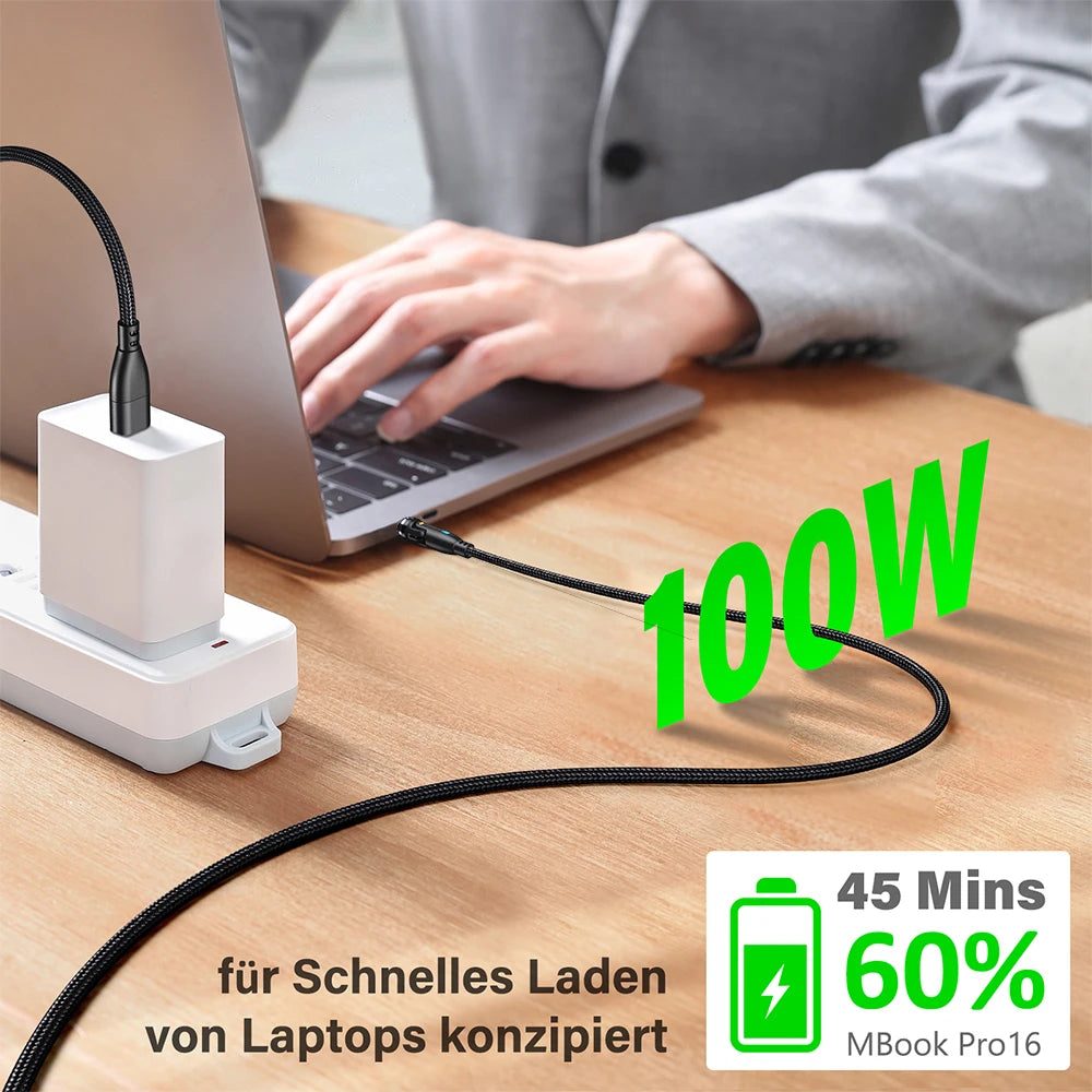 Cabo de carregamento rápido magnético 3 em 1 AUFU 100W – Conector múltiplo USB-C para iPhone, Samsung, MacBook e mais