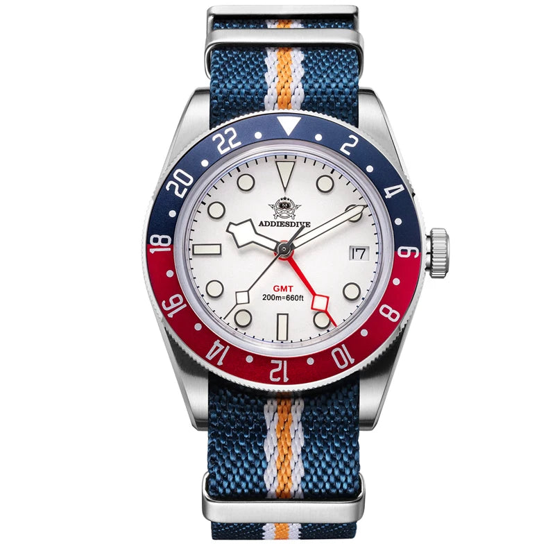 ADDIESDIVE GMT515 Diver Men’s Watch – 200m Waterproof, Sapphire Bubble Glass & BGW9 Super Luminous