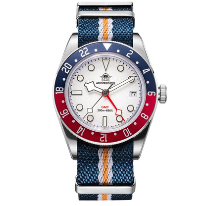 ADDIESDIVE GMT515 Diver Men’s Watch – 200m Waterproof, Sapphire Bubble Glass & BGW9 Super Luminous