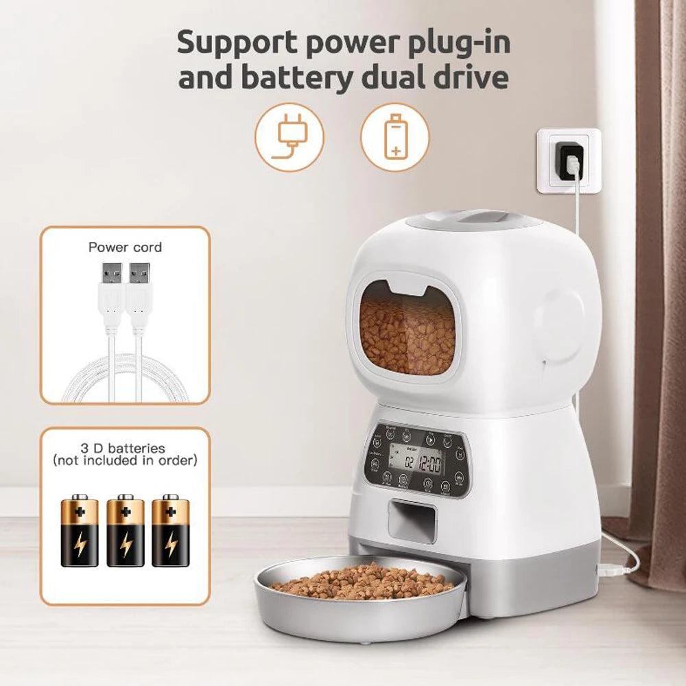 WhiskerFlow Smart 3.5L Automatic Cat Feeder with Slow Feed Design & App Control