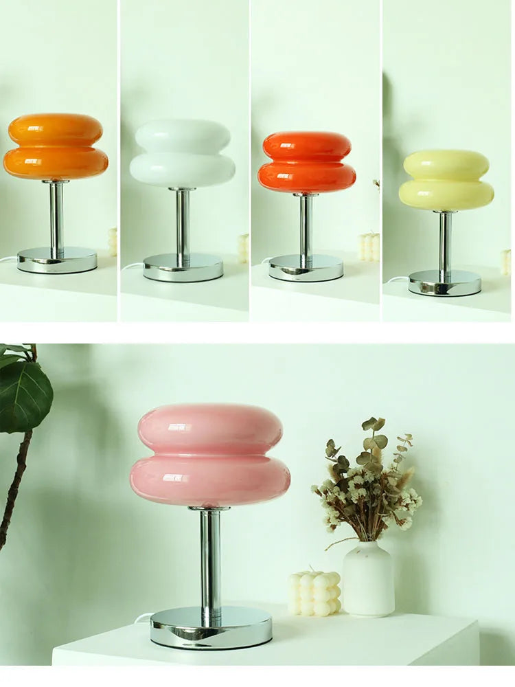 Macaron Glass Bedside Lamp with Tricolour Dimming – Soft Ambient Light for Living Room & Bedroom Décor