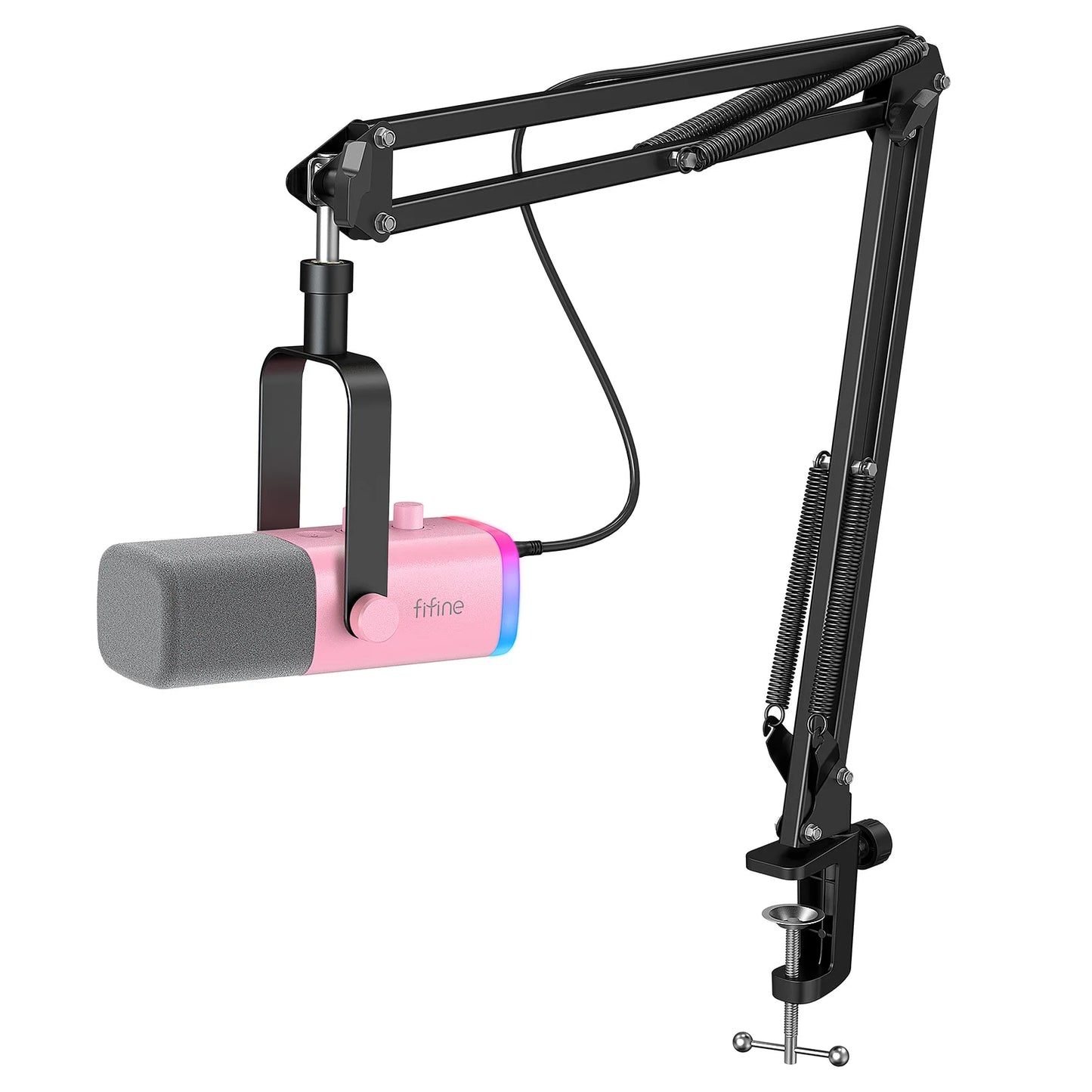 FIFINE AmpliGame AM8T Pro Gaming Microphone Kit – XLR & USB Dynamic Mic with RGB, Boom Arm & Headphone Monitoring for PC & PS5