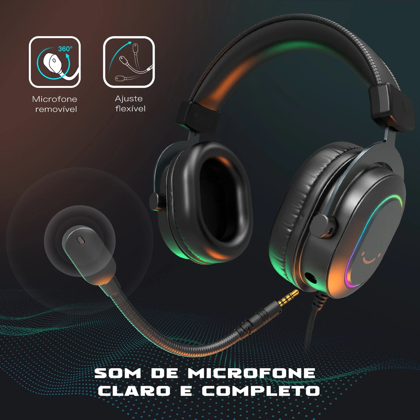 Auriculares RGB para gaming con sonido envolvente 7.1 – Cascos supraaurales con micrófono para PC, PS5 y PS4