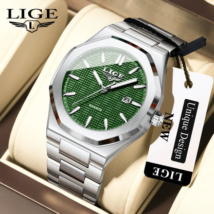 LIGE Luxury Fashion Women’s Watch – Classic Stainless Steel Waterproof Timepiece with Calendar & Luminous Hands