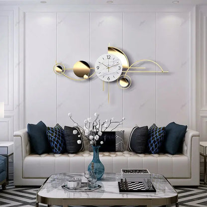 Modern Silent Wall Clock – No Drill Luxury Timepiece for Living Room & Bedroom