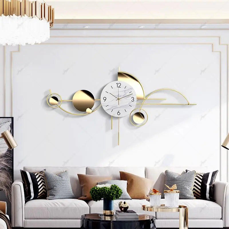 Modern Silent Wall Clock – No Drill Luxury Timepiece for Living Room & Bedroom