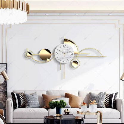 Modern Silent Wall Clock – No Drill Luxury Timepiece for Living Room & Bedroom