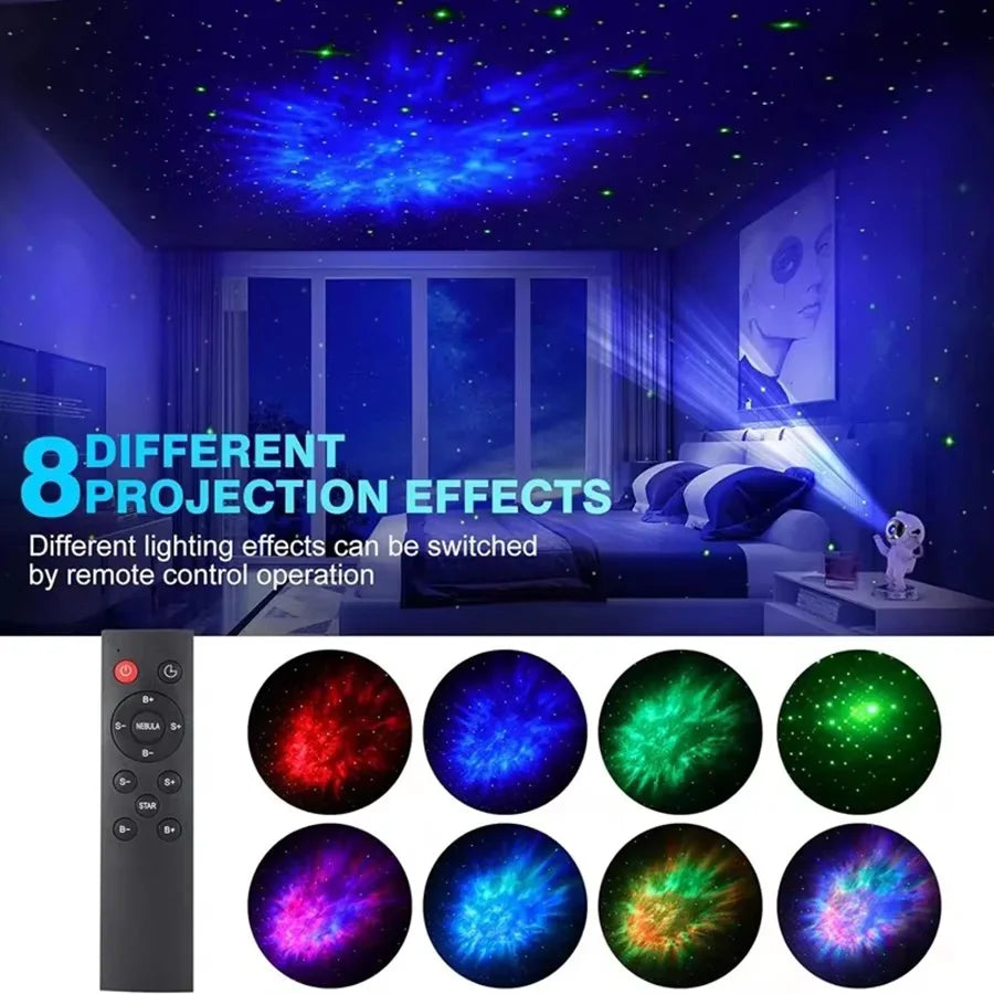 Kids Astronaut Star Projector Night Light with Remote Control & 360° Adjustable Design