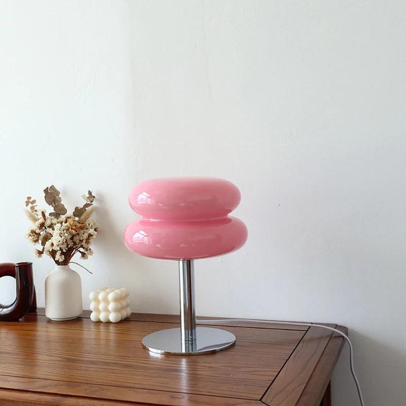 Macaron Glass Bedside Lamp with Tricolour Dimming – Soft Ambient Light for Living Room & Bedroom Décor