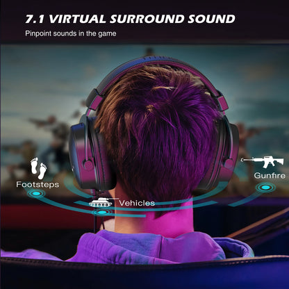 7.1 Surround Gaming Headset – USB & 3.5mm Headphones for PC, PS5 & Mac with Mic Mute