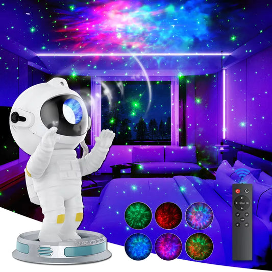 Kids Astronaut Star Projector Night Light with Remote Control & 360° Adjustable Design