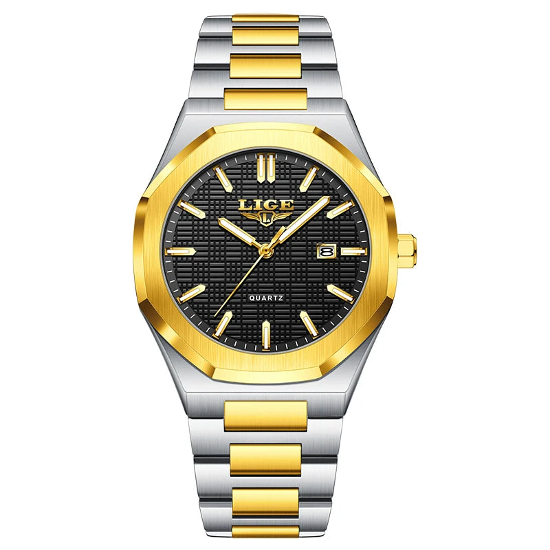 LIGE Luxury Fashion Women’s Watch – Classic Stainless Steel Waterproof Timepiece with Calendar & Luminous Hands