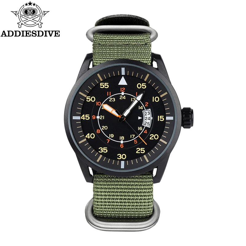 ADDIESDIVE Outdoor Men’s Watch – 50m Water Resistant Quartz Watch with Large Dial, Luminous Hands & Nylon Strap