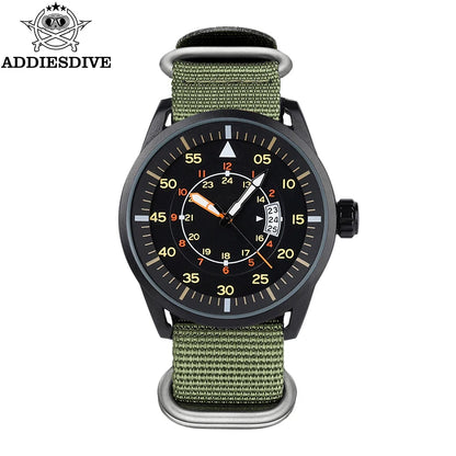 ADDIESDIVE Outdoor Men’s Watch – 50m Water Resistant Quartz Watch with Large Dial, Luminous Hands & Nylon Strap
