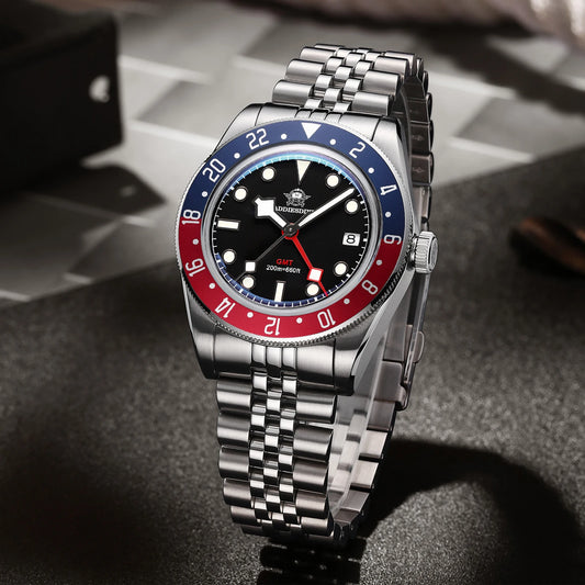 ADDIESDIVE GMT515 Diver Men’s Watch – 200m Waterproof, Sapphire Bubble Glass & BGW9 Super Luminous