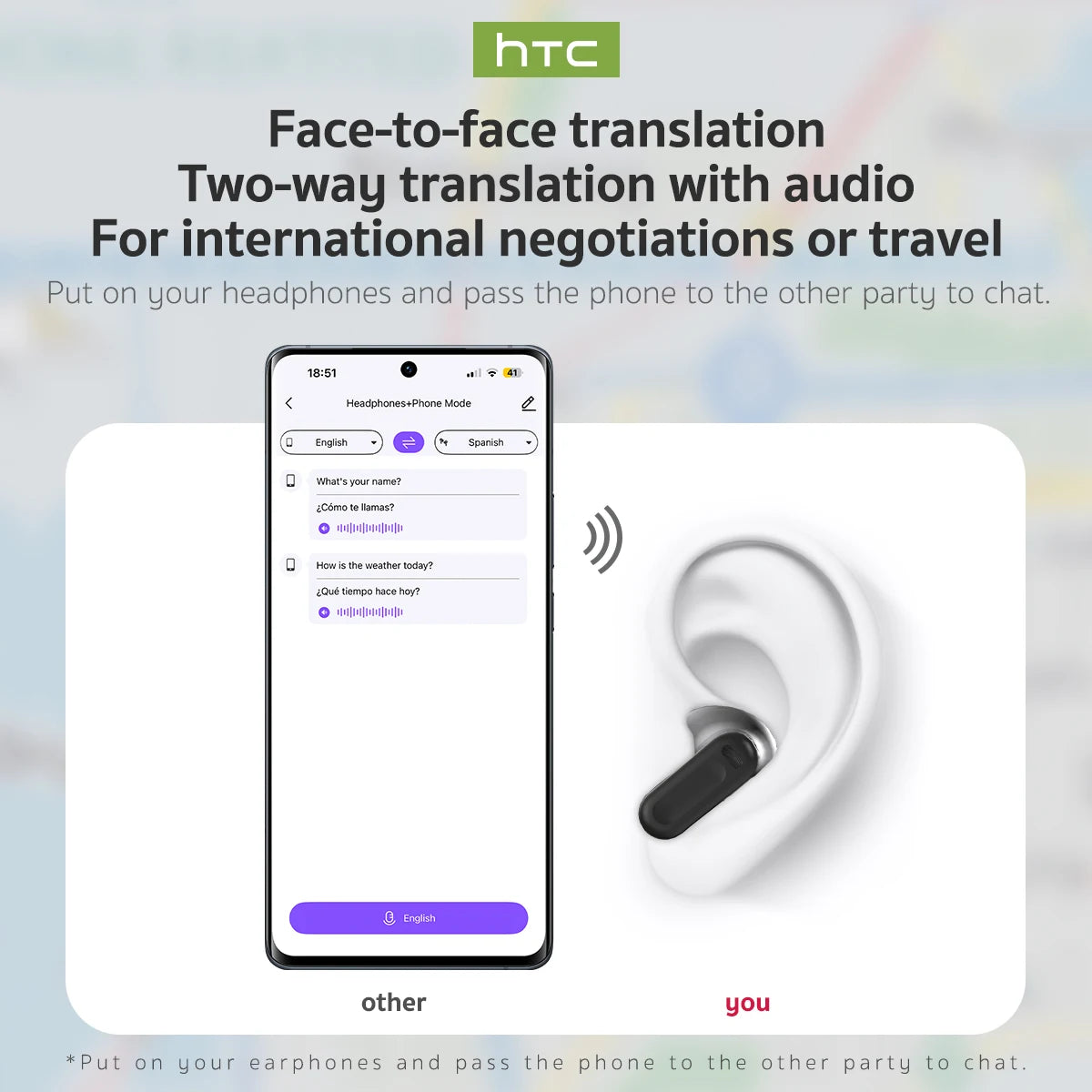 Auriculares Traductores Bluetooth – Auriculares Inalámbricos de Traducción con Batería de Larga Duración y Resistencia al Agua IPX4
