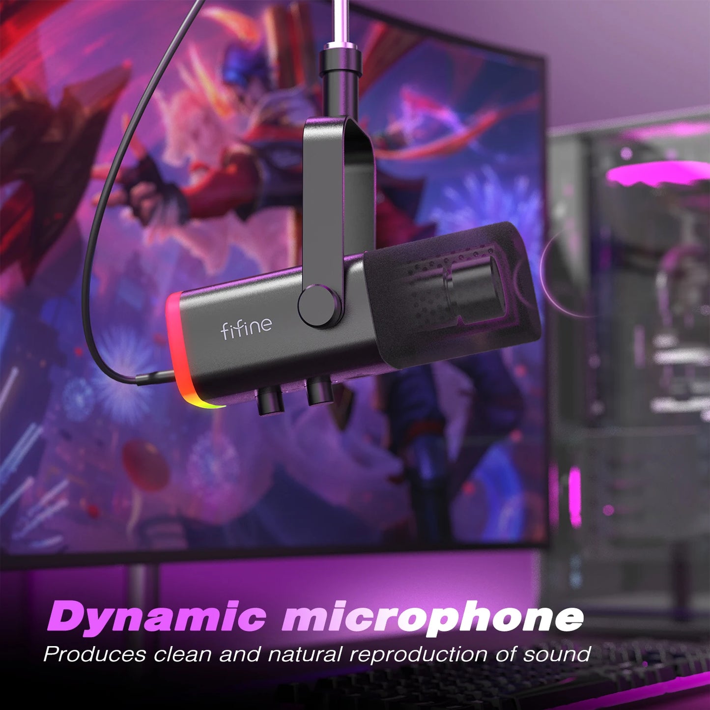 USB/XLR Dynamic Gaming Microphone – PC & PS5 Streaming Mic with Touch Mute & Headphone Jack