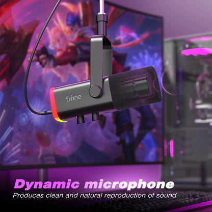 USB/XLR Dynamic Gaming Microphone – PC & PS5 Streaming Mic with Touch Mute & Headphone Jack
