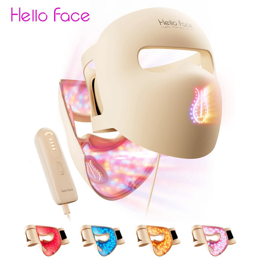 Hello Face M300 LED Facial Therapy Mask – 4D Silicone Skincare Device for Anti-Ageing, Acne Care & Skin Rejuvenation