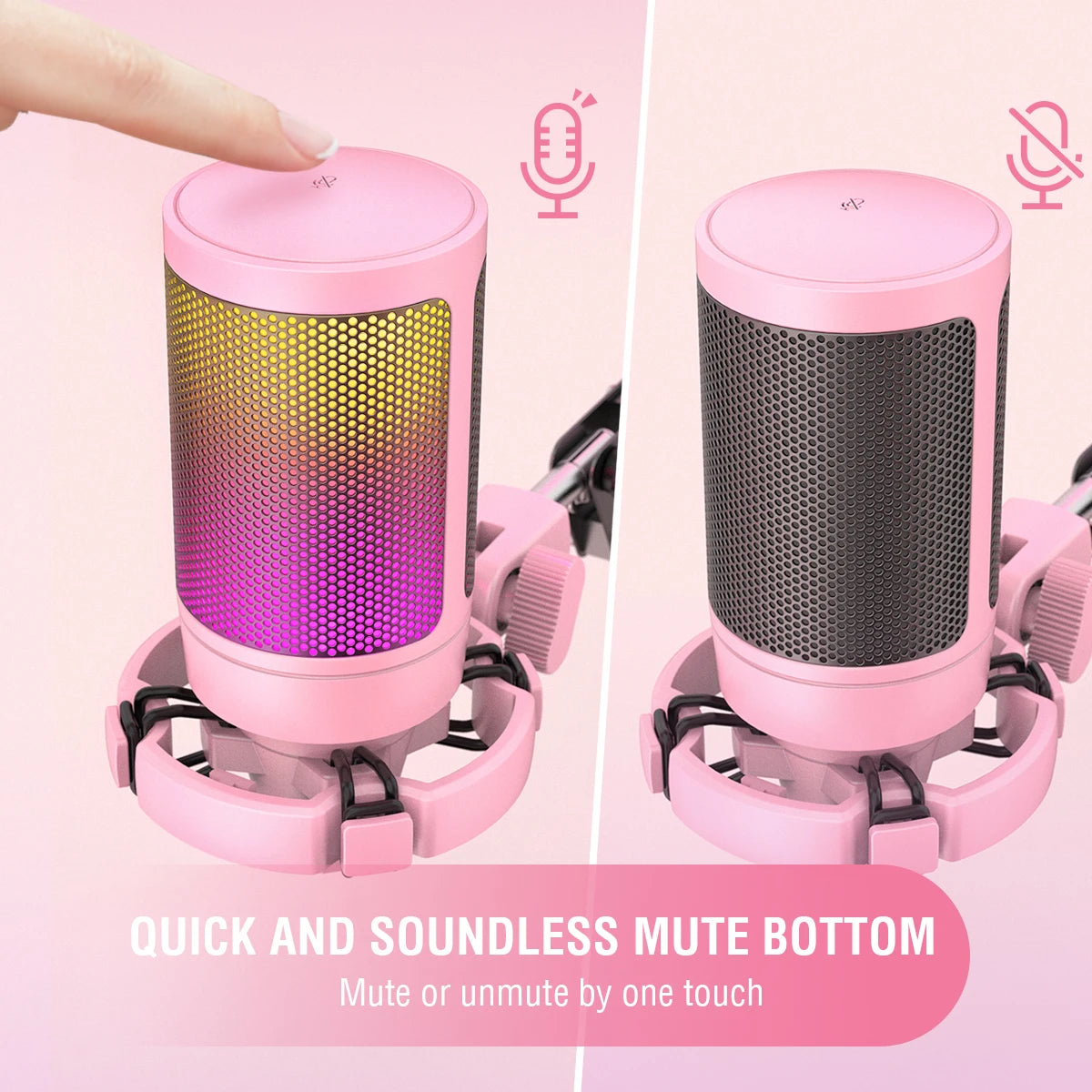 RGB USB Gaming Microphone – Streaming Condenser Mic for PC with Pop Filter & Shock Mount