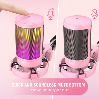 RGB USB Gaming Microphone – Streaming Condenser Mic for PC with Pop Filter & Shock Mount