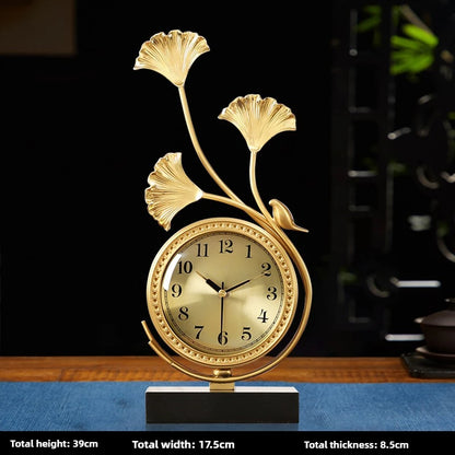 European Brass Desktop Clock – Silent Quartz Table Clock with Roman Numerals for Elegant Interiors